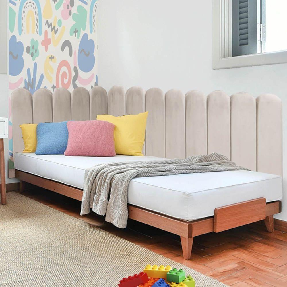Cabeceira Painel Cama Queen Box Nuvem Suede Sandy 160 Cm Cor:bege