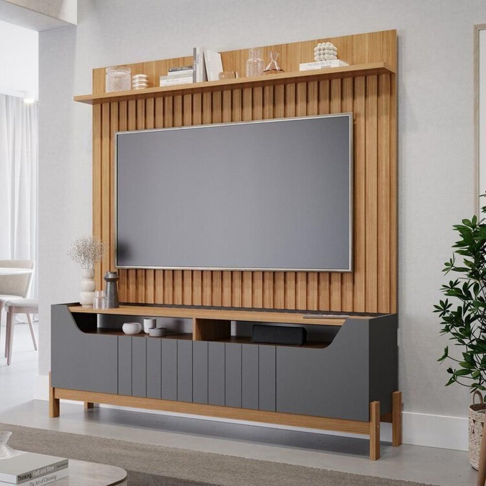 Miniatura Conjunto Rack com Painel para Tv até 60 Polegadas 100% Mdf Espresso Móveis Nature/Grafite