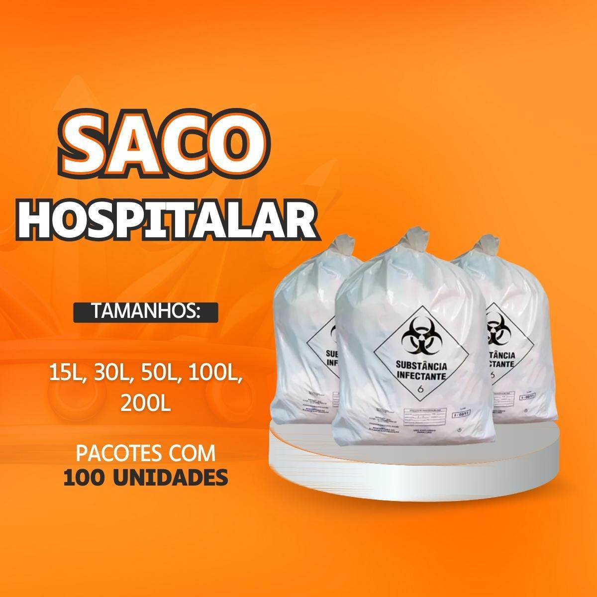 Miniatura Saco Lixo Infectante 15L Hospitalar Descarte Resíduo 100Un