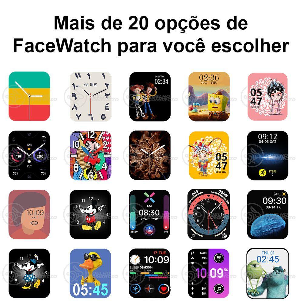 Relógio Smartwatch Hw22 Rosa Ligações Monitor Cardíaco