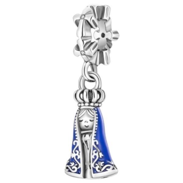 Miniatura Berloque Nossa Senhora Aparecida Bonita Prata 925 Santa