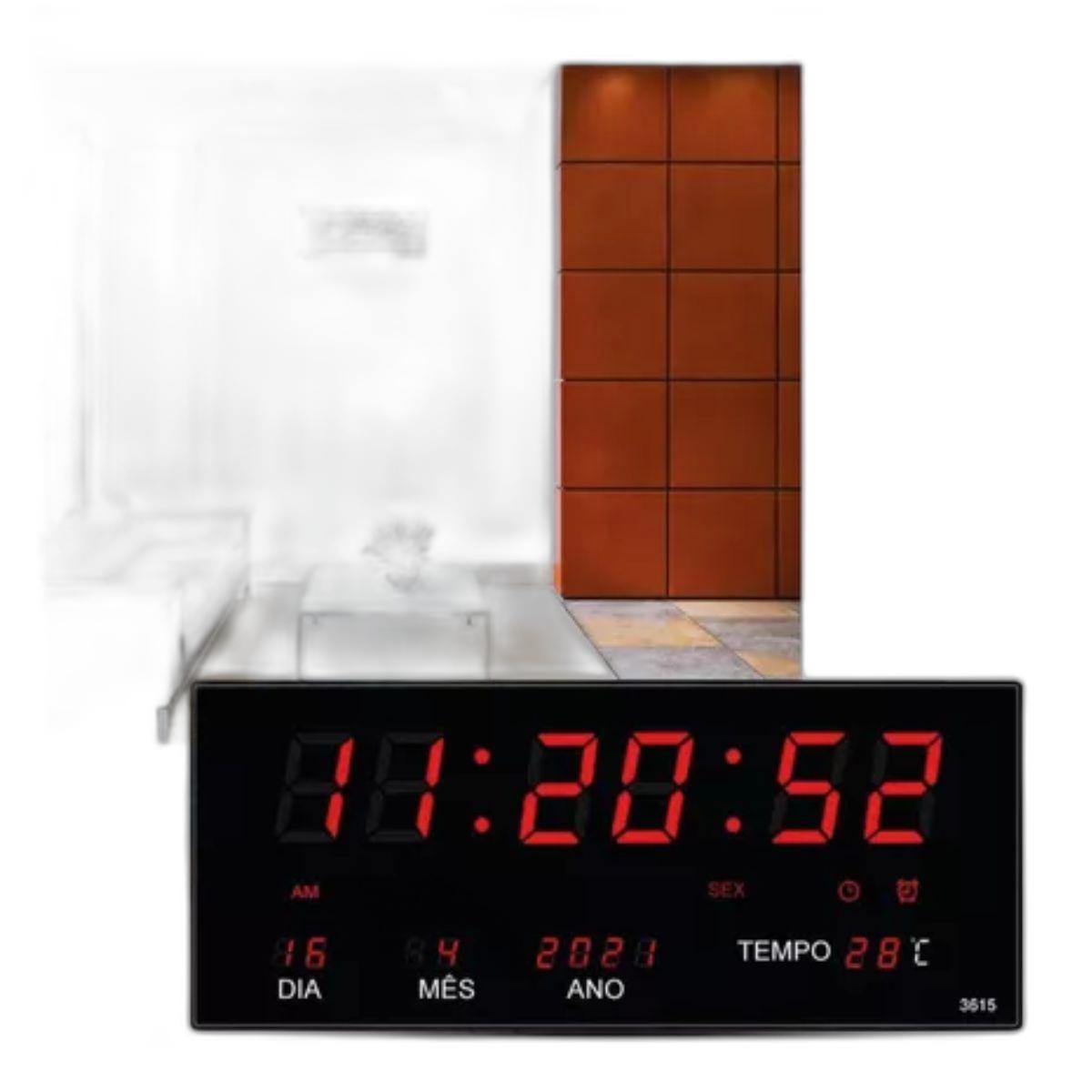 Relógio Digital Led Temperatura Cronômetro Sala