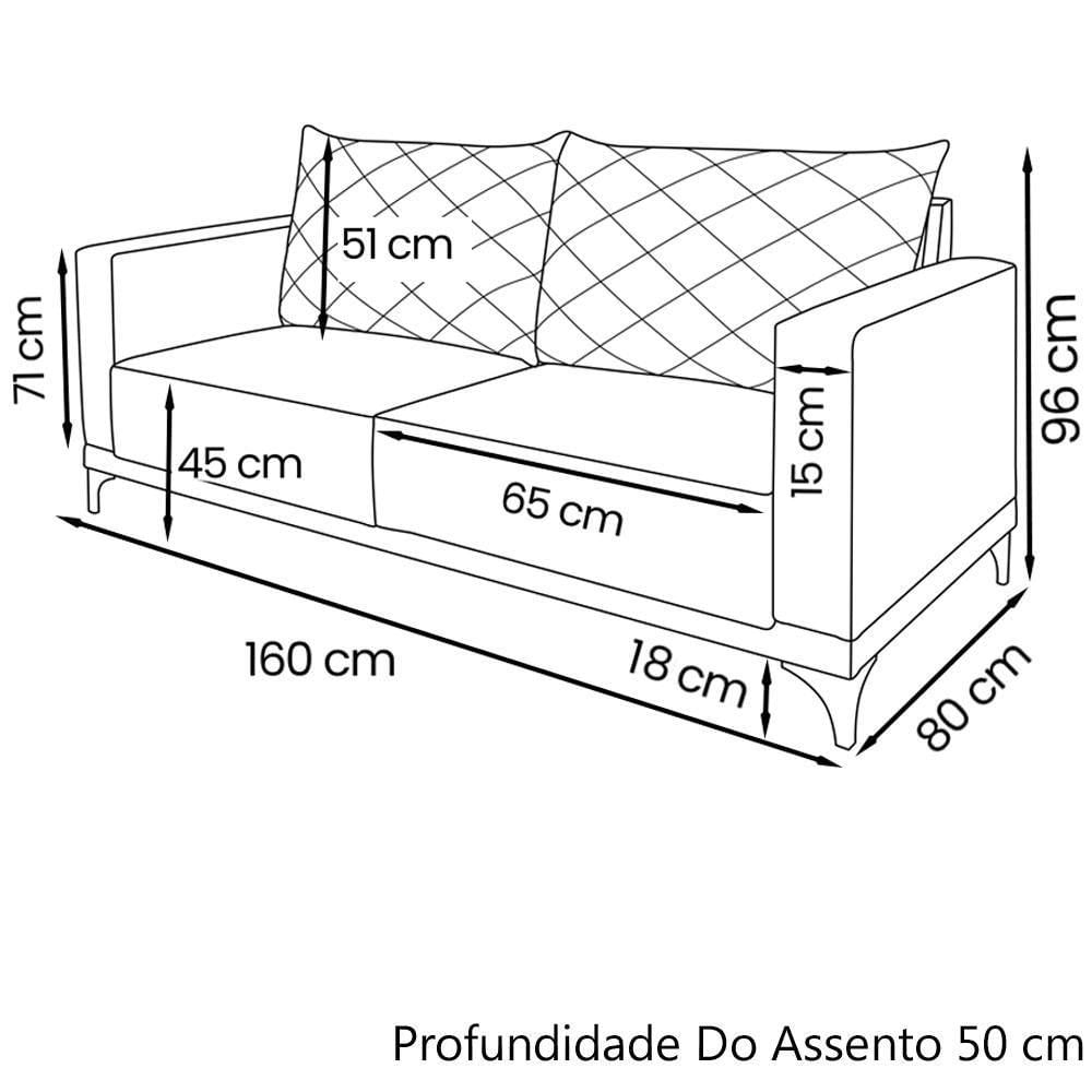 Miniatura Sofa Living 2 Lugares Nori 160cm Veludo Deluxe 2231 Ezz 2231