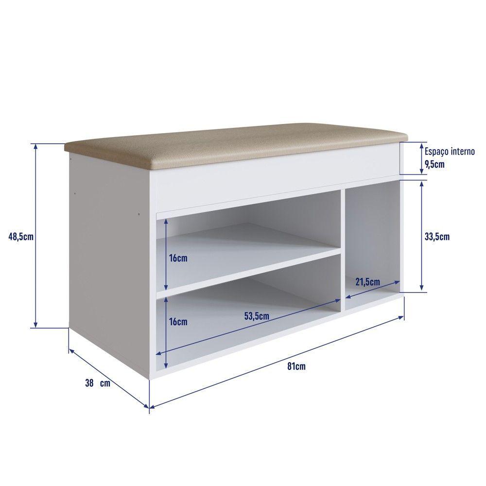 Miniatura Banco Sapateira Baú Sp080 Madeira Branco - Completa Móveis