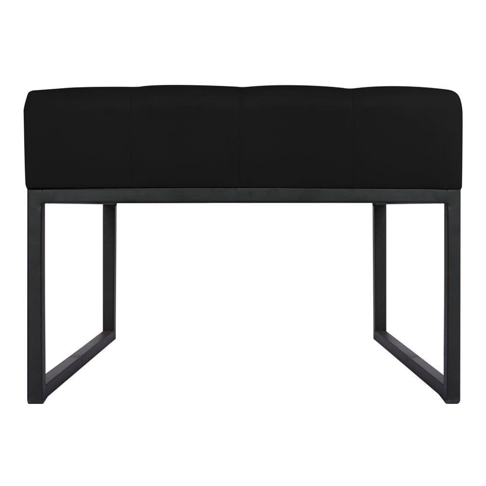 Miniatura Puff Decorativo Sala De Estar Agnes 60x44cm Com Base De Ferro Sintético Preto