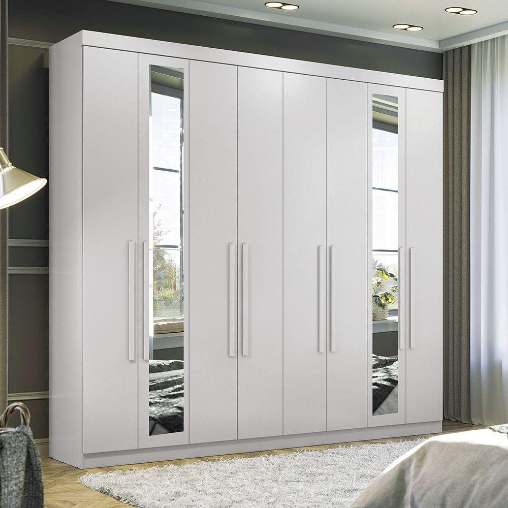 Miniatura Guarda Roupa 8 Portas E 4 Gavetas Com Espelhos Master New Santos Andi Branco