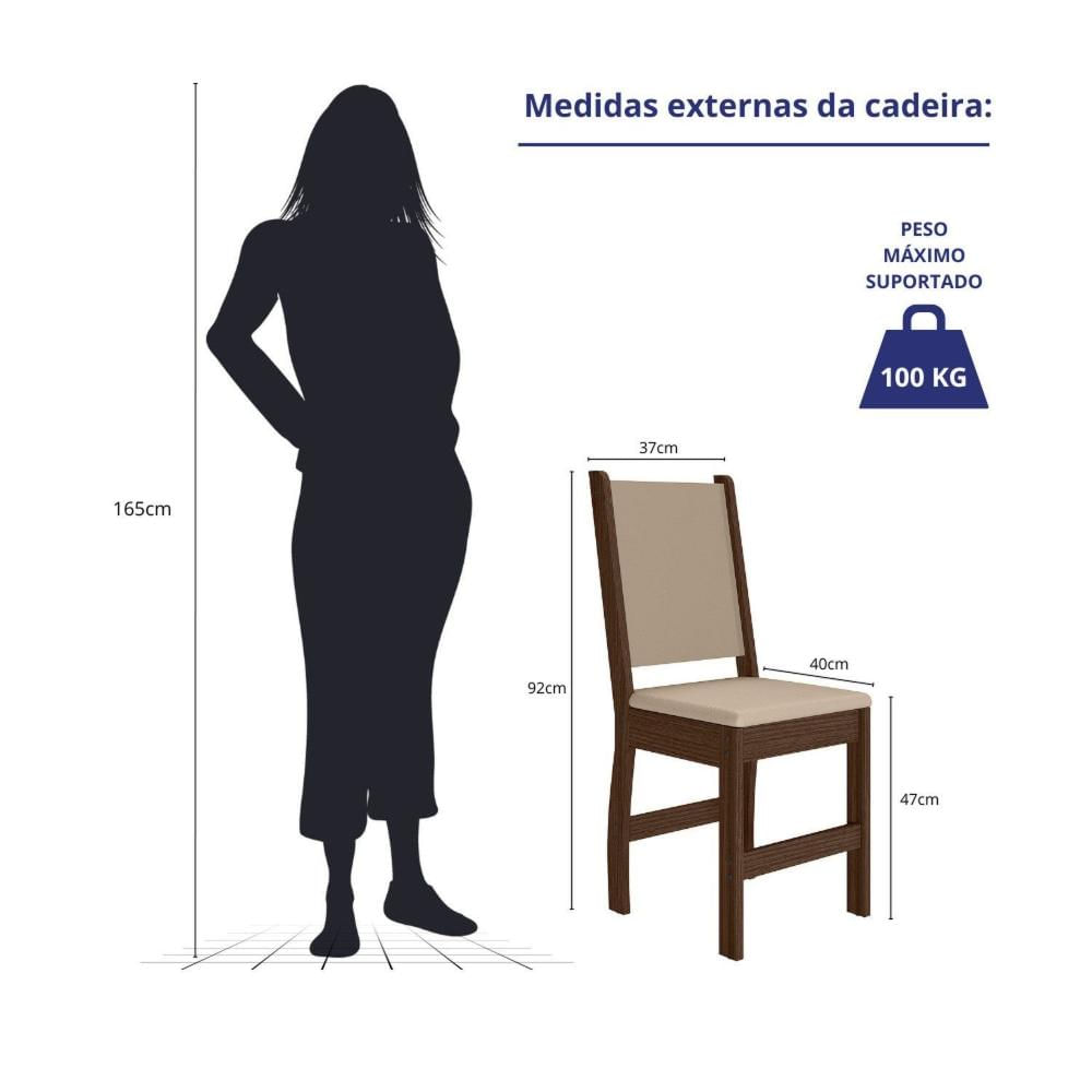 Miniatura Conjunto 6 Cadeiras para Cozinha Clara Amêndoa/Savana