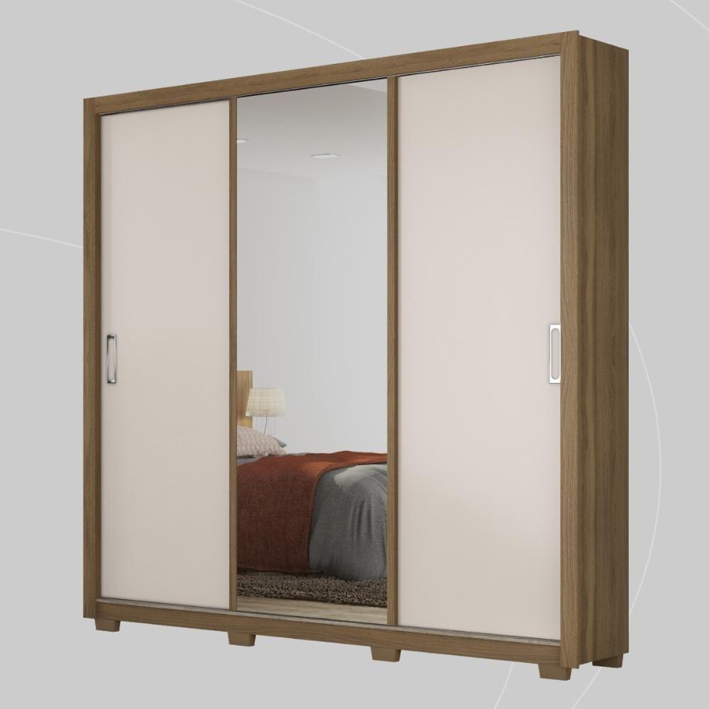 Miniatura Guarda Roupa Casal 3 Portas Com Espelho E 2 Gavetas Residence Amêndola Touch-off White