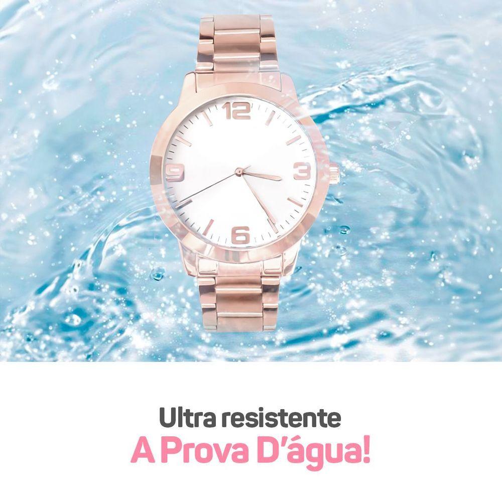 Miniatura Relogio Feminino Aço Inox Rosê Prova Dagua Qualidade Premium