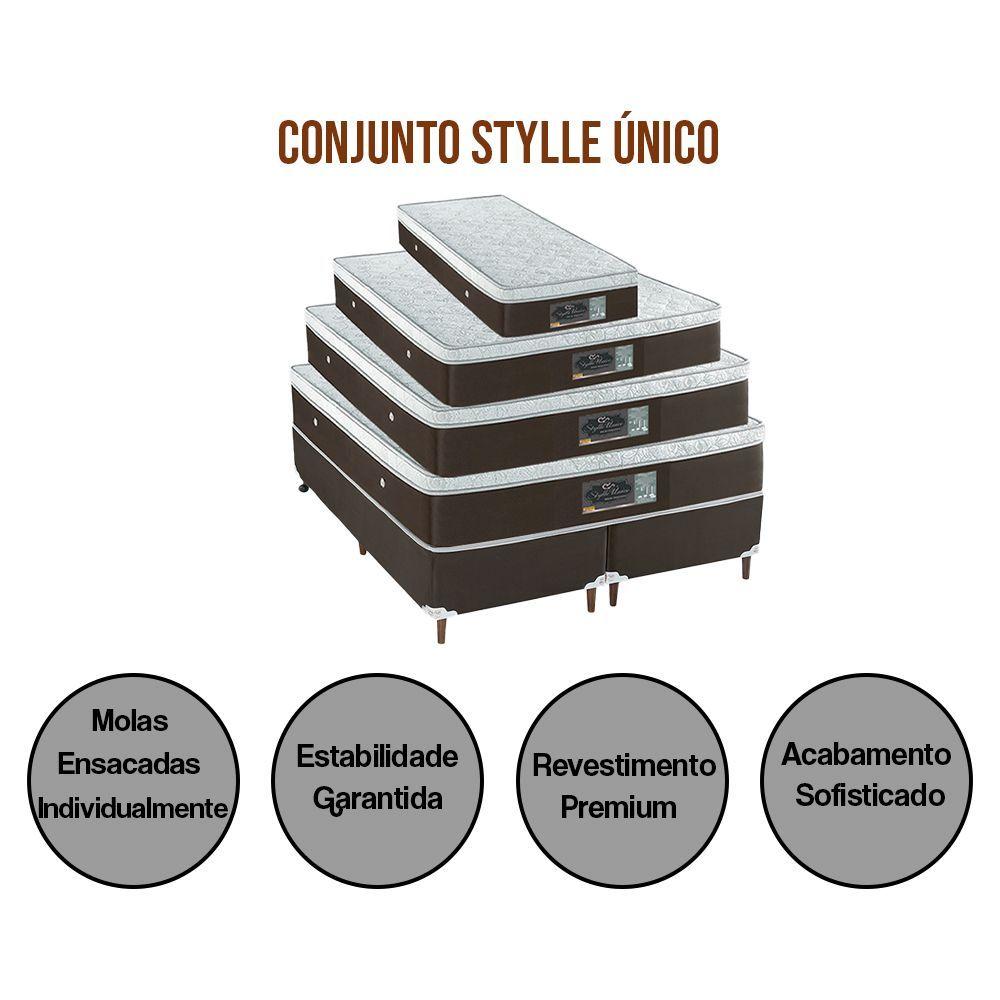 Miniatura Base Box E Colchao Solteiro Stylle Unico Molas Ensacadas 1,88 X 0,88 X 0,70 Branco - Marrom