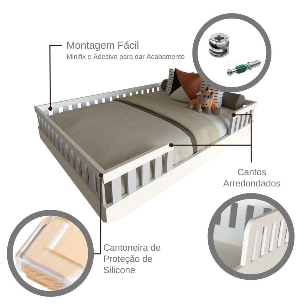 Miniatura Cama Infantil Montessoriana Casal Sol Yescasa Branco/Cinza Cristal