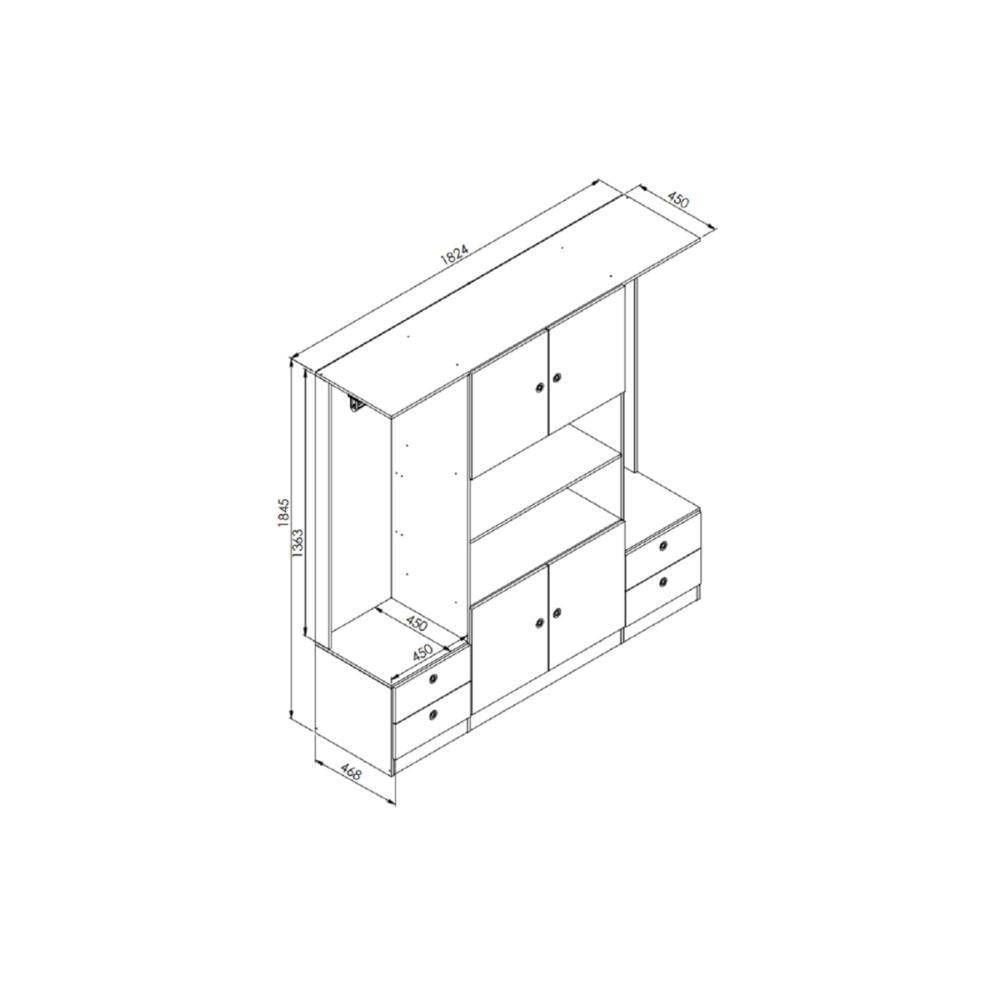Miniatura Quarto Casal Com Cama Queen, Guarda Roupas E Mesas De Cabeceira 160 Tókio Branco