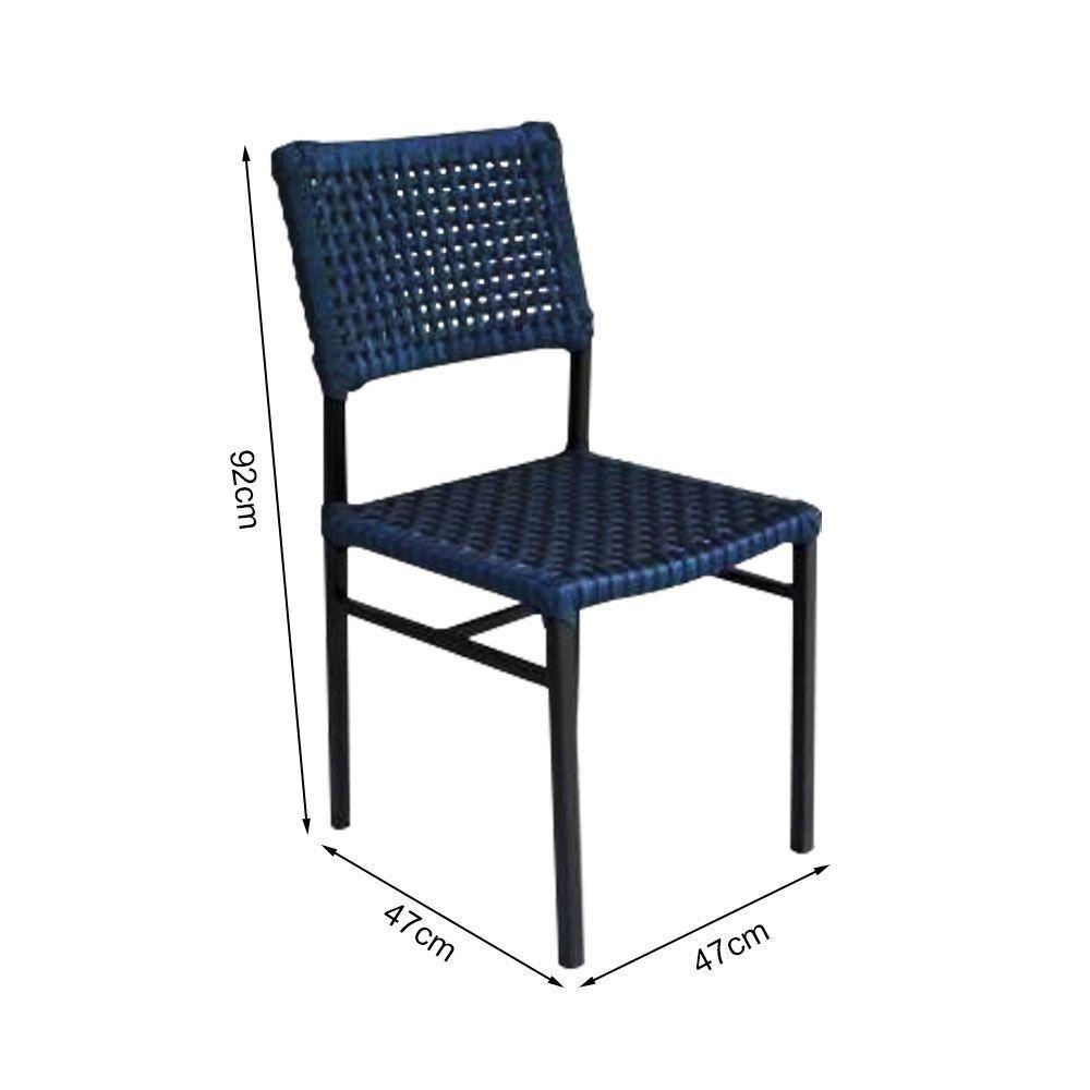 Miniatura Kit 2 Cadeiras França Corda Náutica Base Em Alumínio Preto-azul Marinho - Cor: Azul