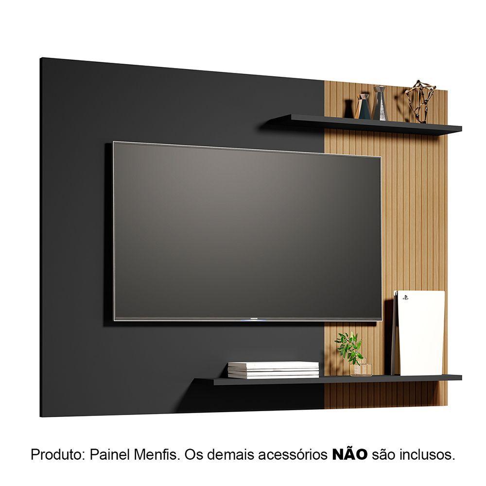 Miniatura Painel Sala Suspenso Para Tv Até 55 Polegadas Menfis Preto Ripado