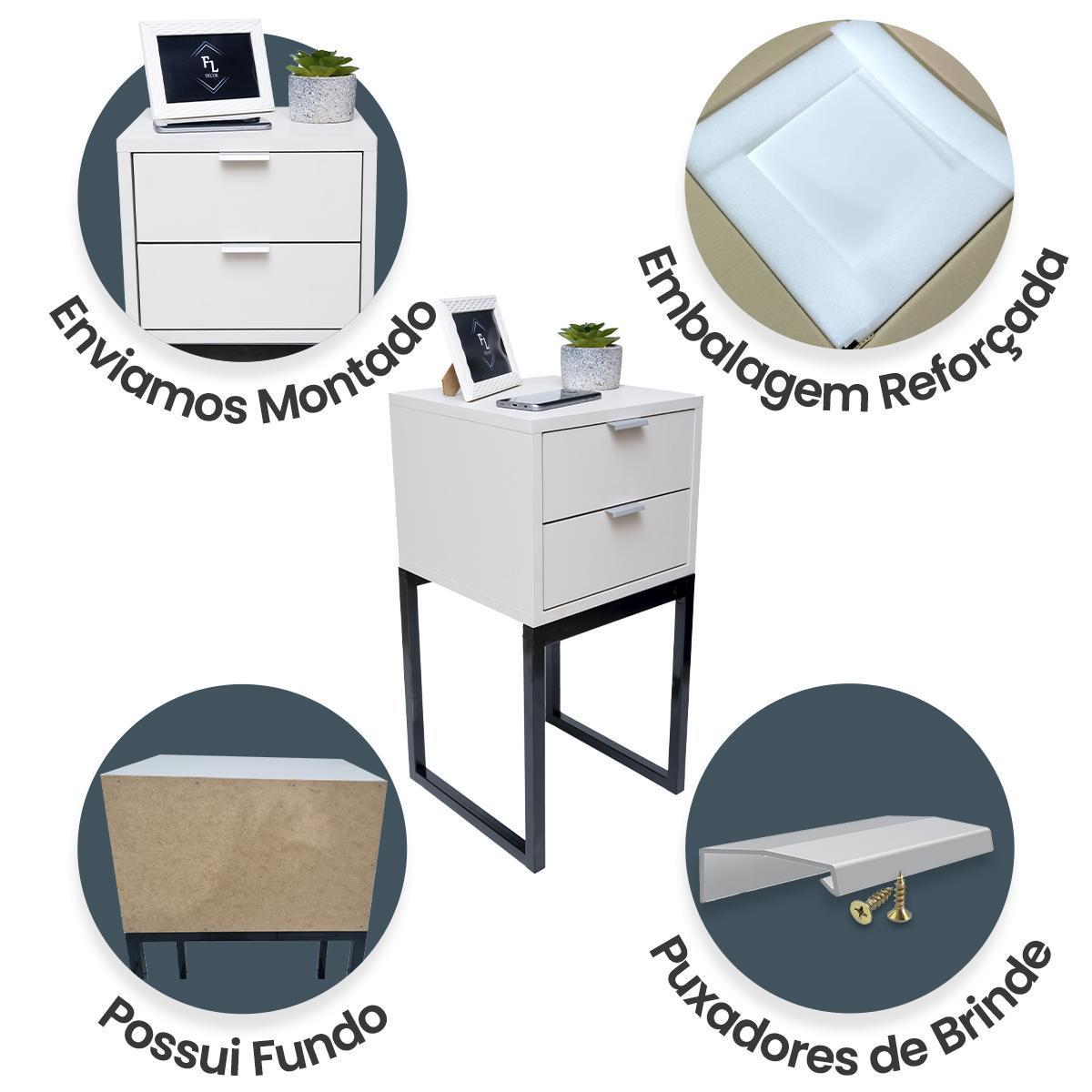 Miniatura Mesa Cabeceira 30Cm Eco Industrial 2 Gavetas Mdf Pés Preto
