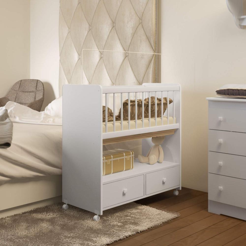 Miniatura Mini Berço 2 Gavetas sem Colchão Moisés Completa Móveis Branco