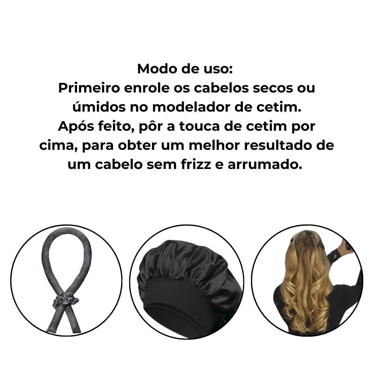Miniatura Kit Touca De Cetim Dupla Face Big Com Modelador De Cetim