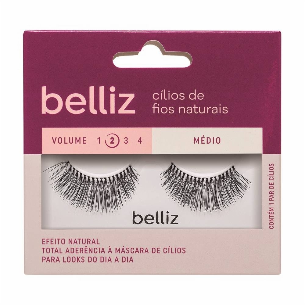 Miniatura Cílios Postiços Belliz Fios Naturais Médio Volume 2