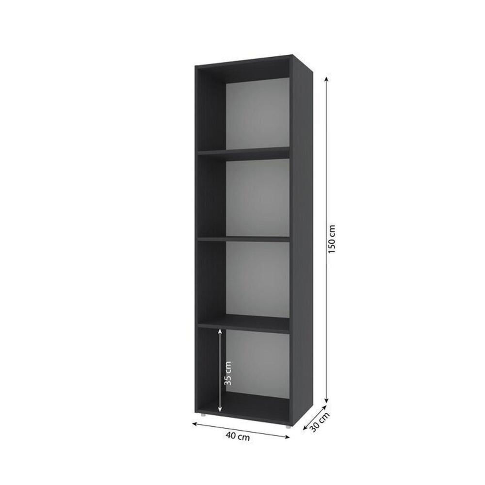Kit com 1 Estante Livreiro 11 Nichos Odelia e 1 Estante Modular 4 Nichos Calum Freijó/Preto
