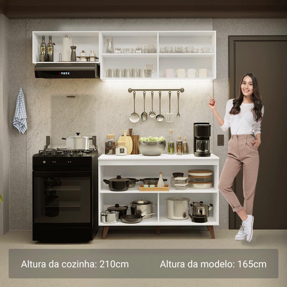 Miniatura Armário de Cozinha Compacta 190cm Branco Reims Madesa 08 Branco