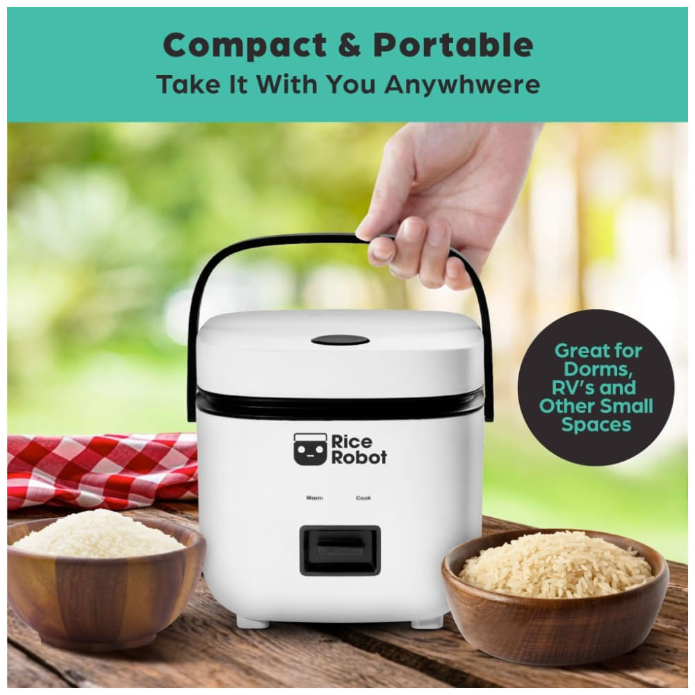 Miniatura Rice Robot: Panela de Arroz Livre de Substâncias Tóxicas, 1 L, Bandeja Vapor Inox, Copos Medidores, Receitas.EMSON