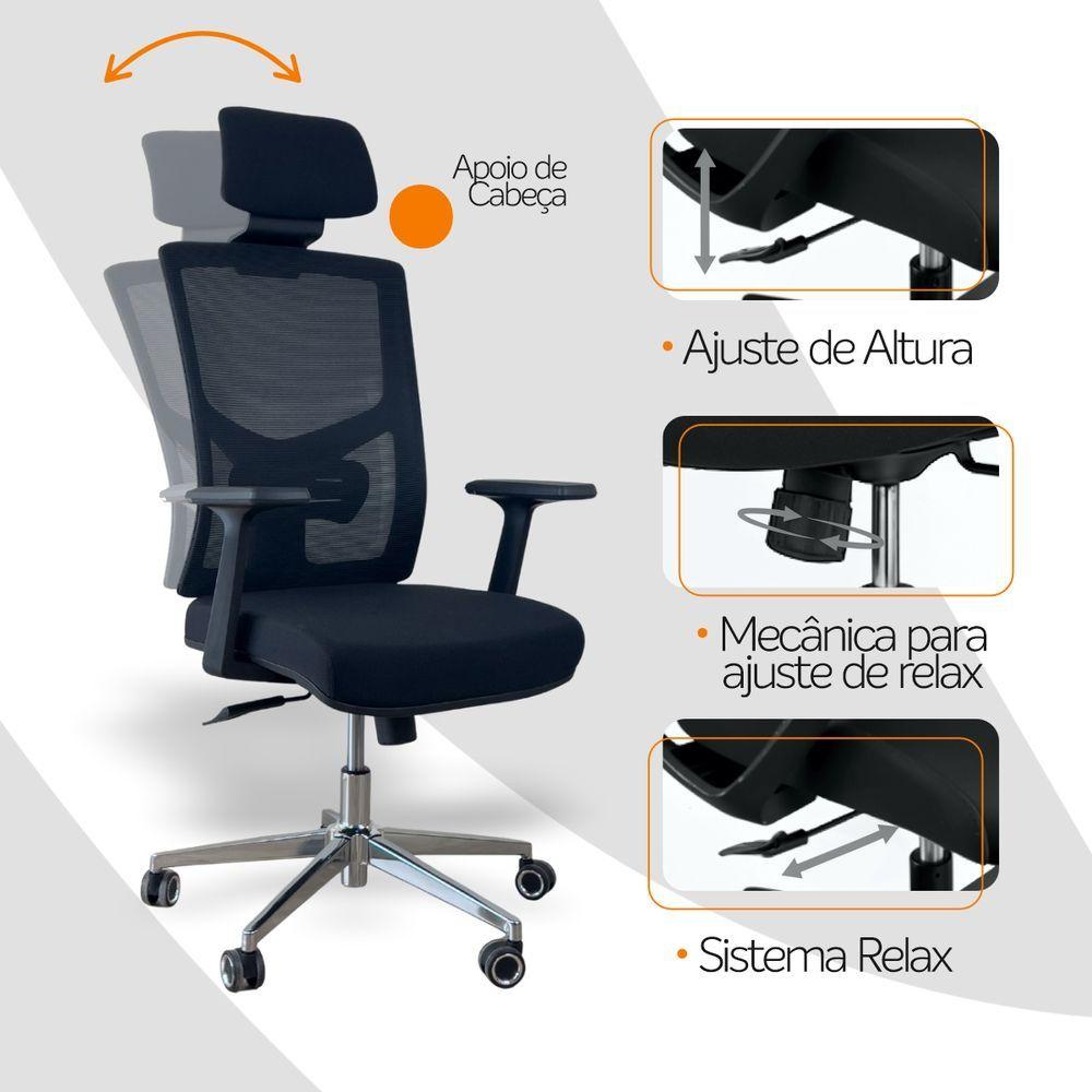 Kit 3 Cadeiras Presidente Oficial Comfort Viena Com Apoio