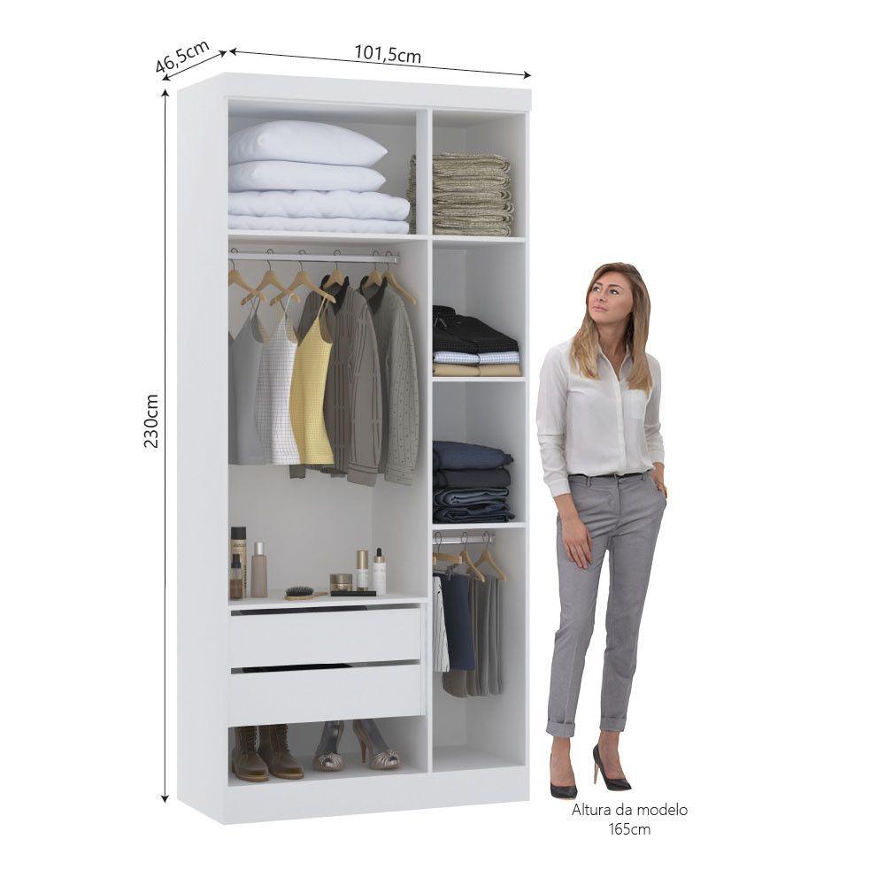 Miniatura Guarda Roupa Modulado 101,50cm 3 Portas Alpes Luciane Móveis Branco Pf Com Branco Pf