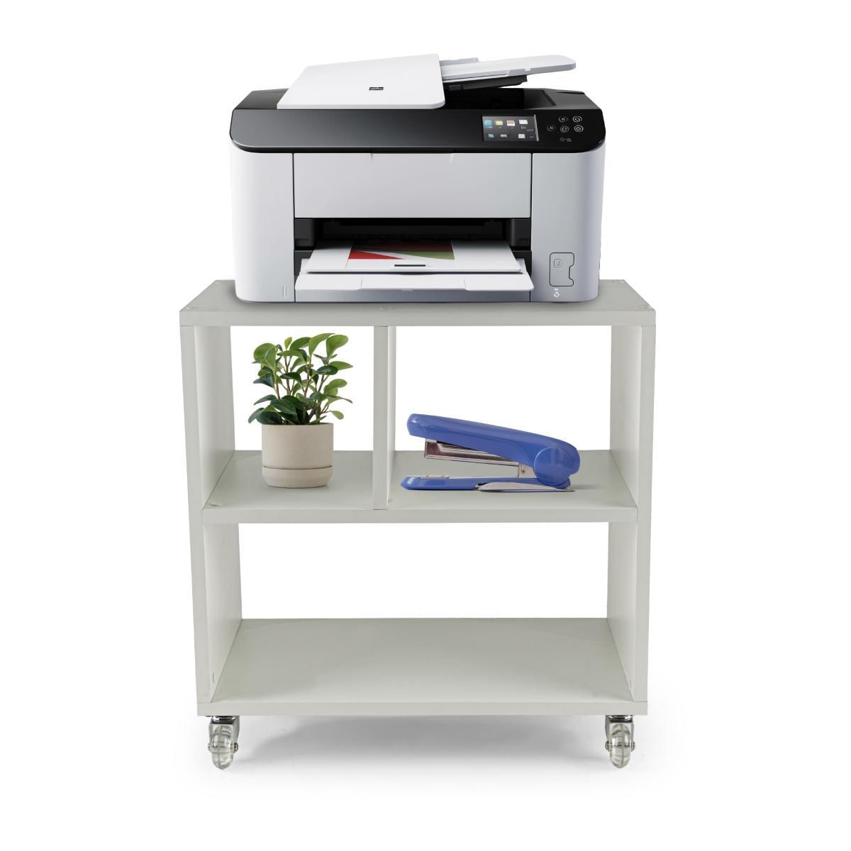 Miniatura Suporte Impressora Carrinho Nicho Mdf Móvel Com Rodinhas