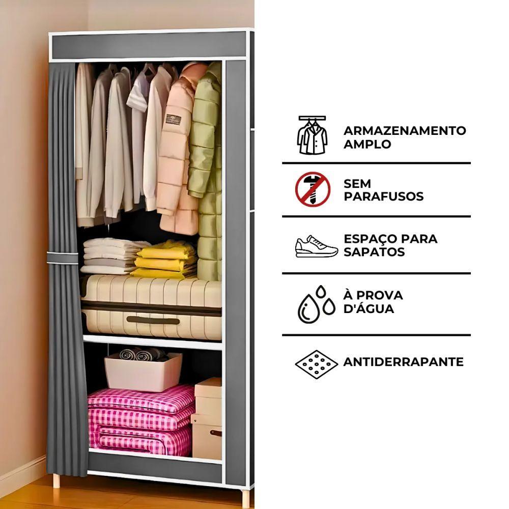 Guarda Roupa Closet Dobrável Organizador Com Capa De Tecido
