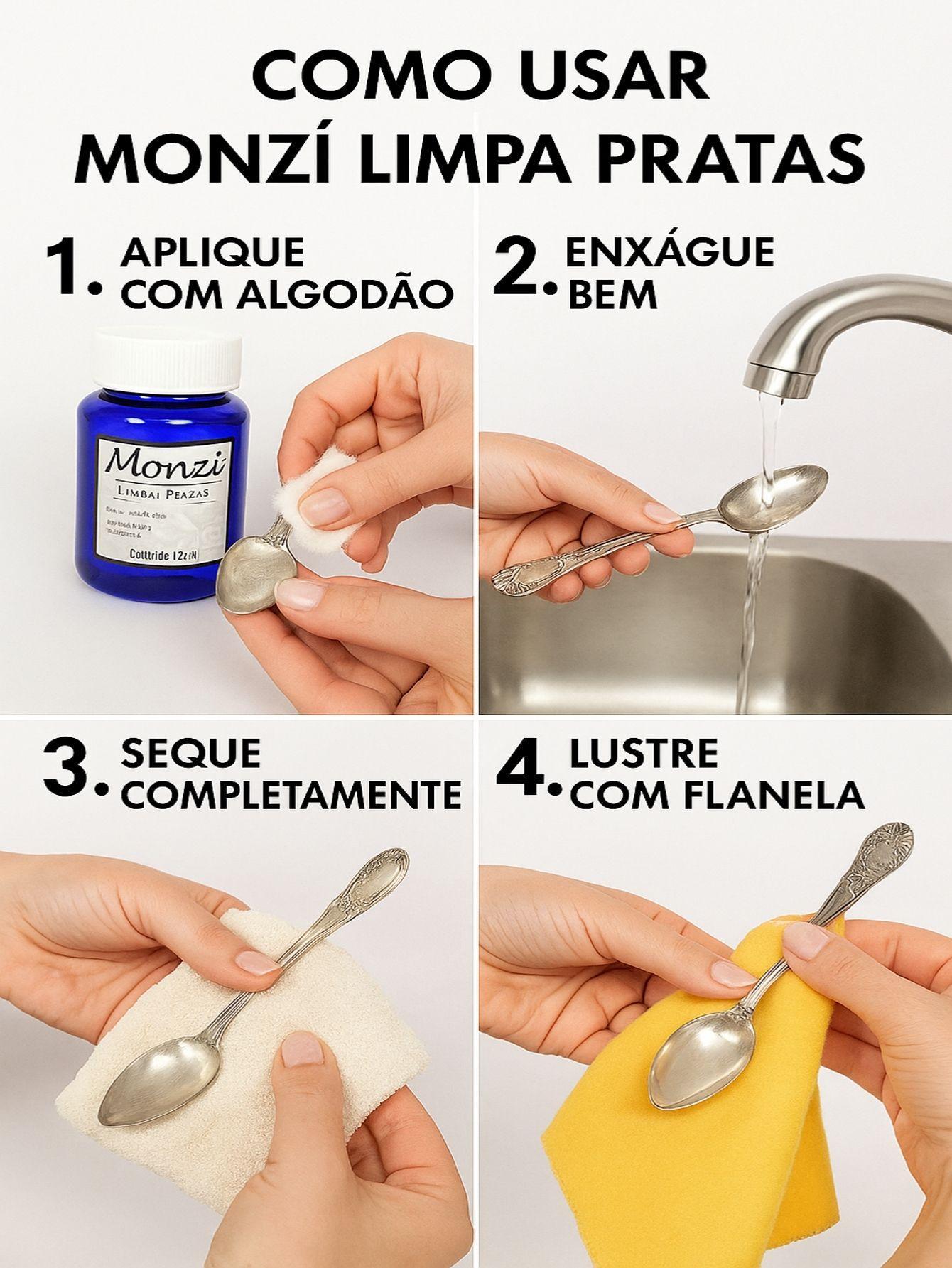 Miniatura Limpa Prata 925 Monzi 125Ml Liquido Limpeza Jóia Corrente
