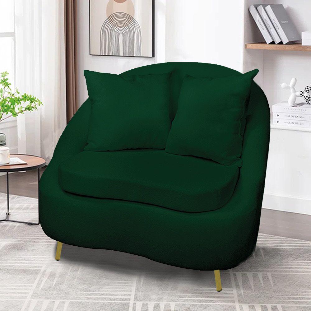 Poltrona Decorativa Orgânica Pé Ferro Dou Zaya Bouclê Verde C05 - D'rossi
