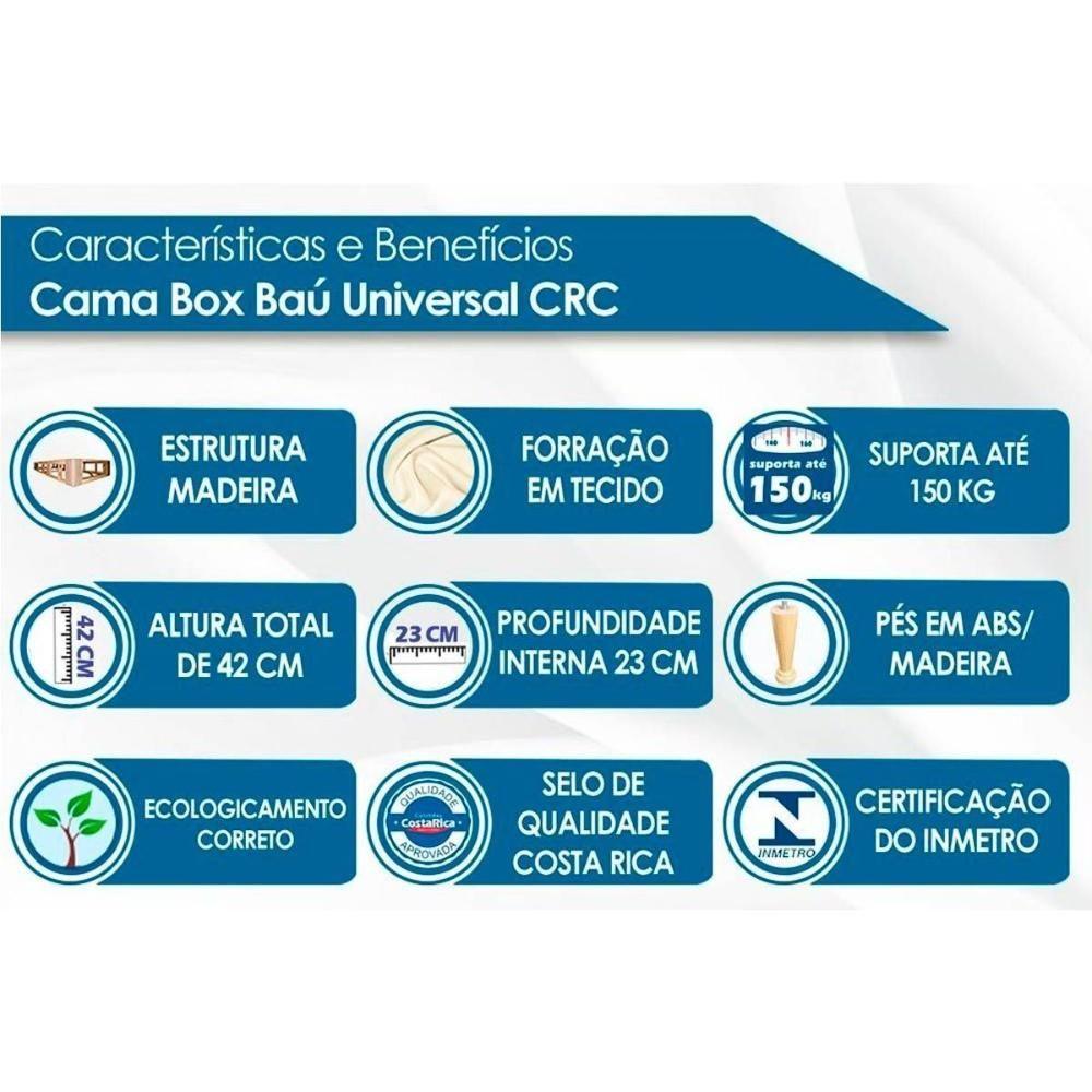 Miniatura Cama Box Baú Queen: Colchão Molas Masterpocket Ensacadas Orthoflex Torino Híbrido + Base Crc Suede Clean (158x198)