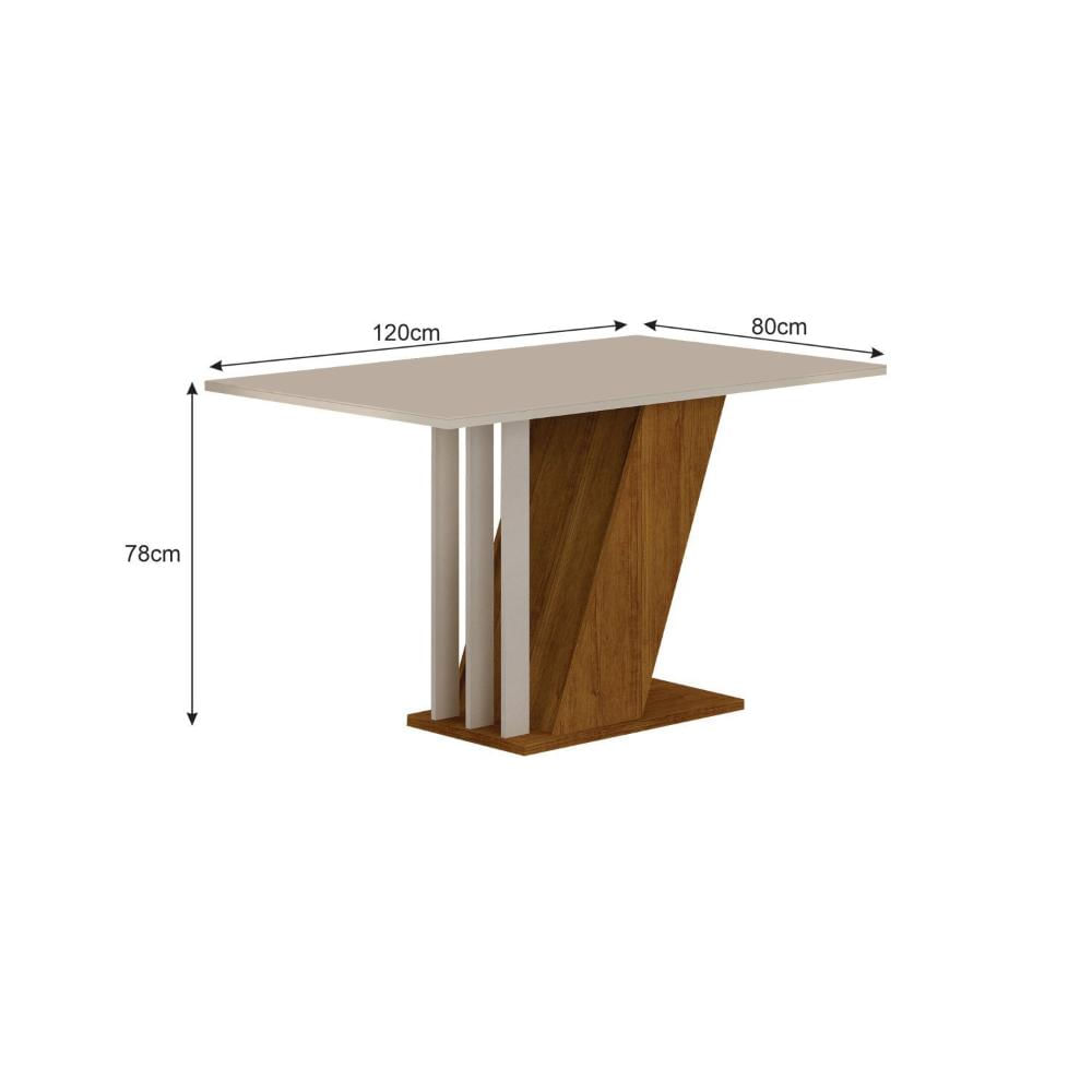 Miniatura Conjunto Sala de Jantar Mesa Tampo Vidro/MDP com 4 Cadeiras Miami Yescasa Freijó/Off White