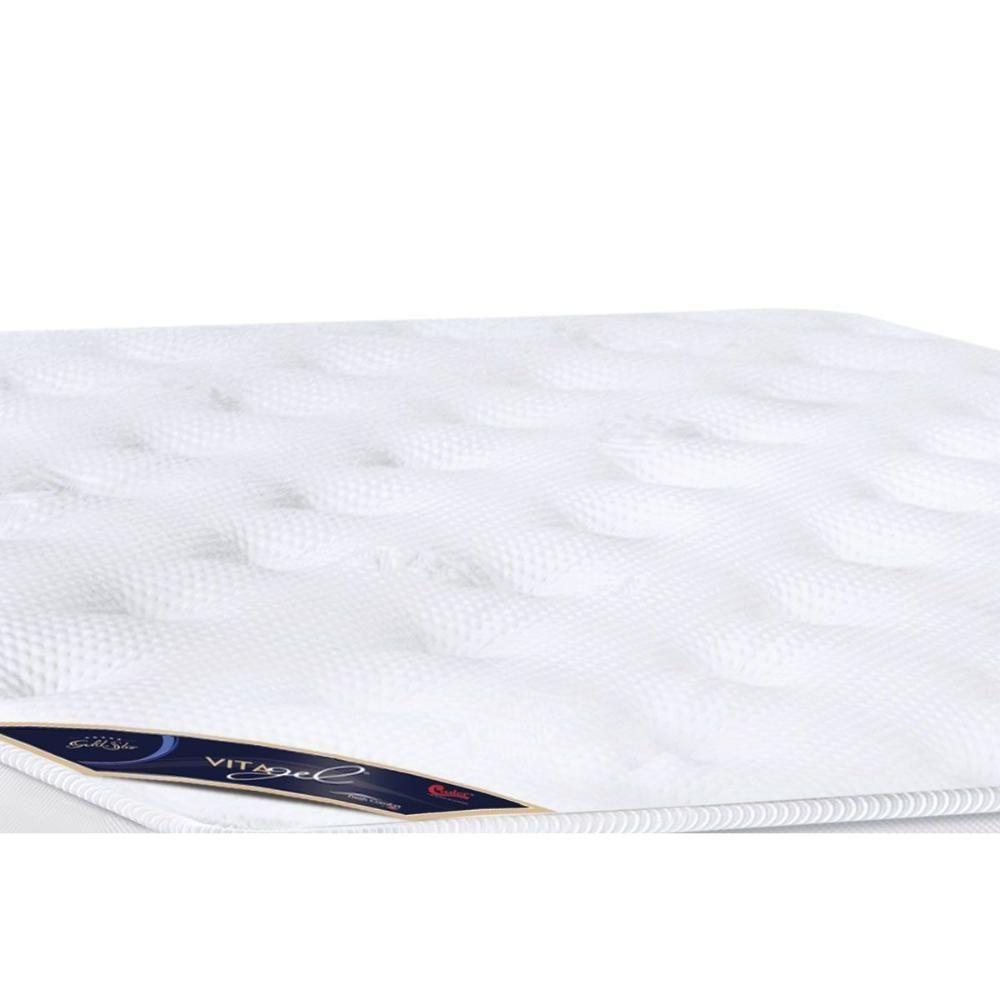 Miniatura Cama Box Baú Queen: Colchão Molas Castor Pocket Gold Star Vitagel Max + Base White(158X198)