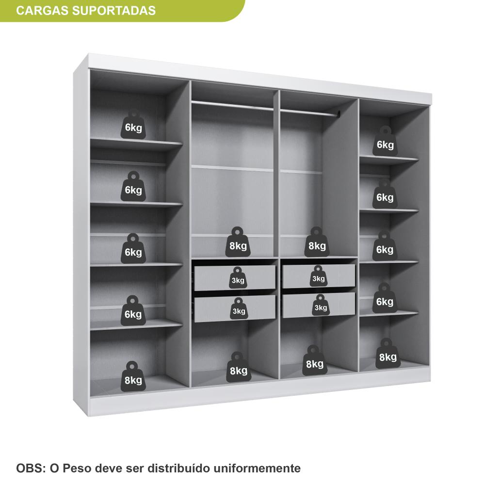 Miniatura Guarda Roupa Casal 8 Portas 4 Gavetas Paris Espresso Móveis Branco