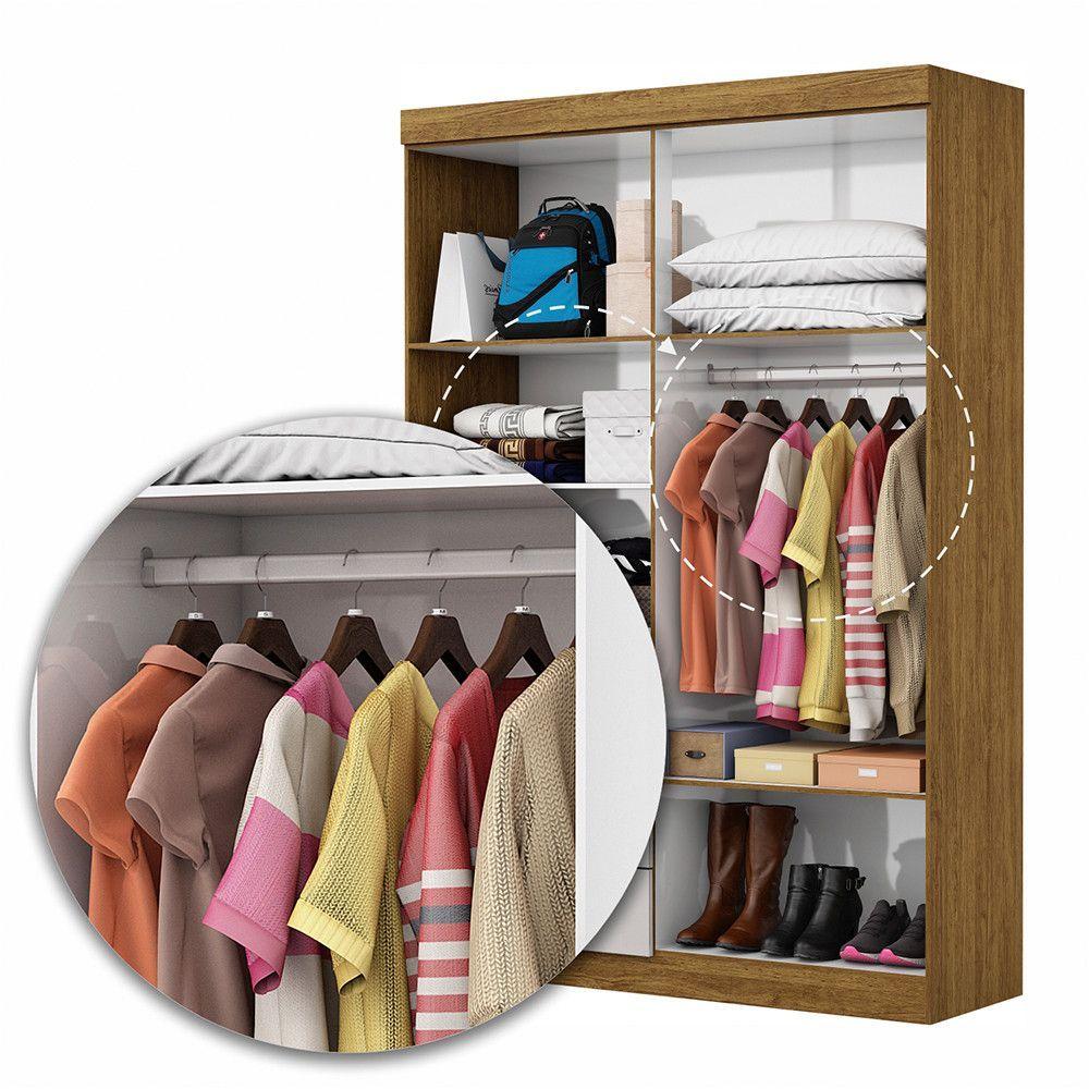 Guarda Roupa Casal Modulado 5 Portas Hercules 4 Portas e 4 Gavetas com Espelho Cinamomo/Off White