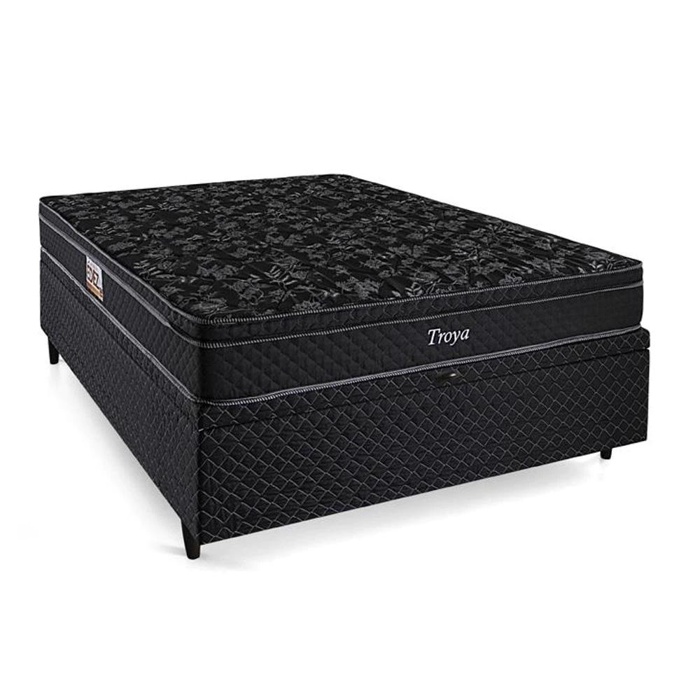 Cama Box Baú Casal Herval Troya, 66x138x188 cm, Molas Bonnel