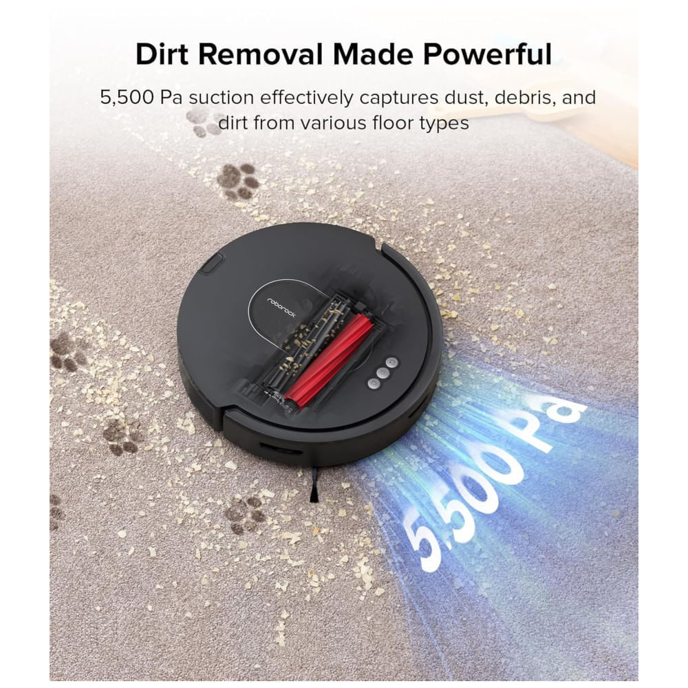 Aspirador Robô Roborock Q5 Max+ com Estação de Autoesvaziamento, 5500 Pa, Escova DuoRoller, Limpeza sem as Mãos por até 7 Semanas, Navegação