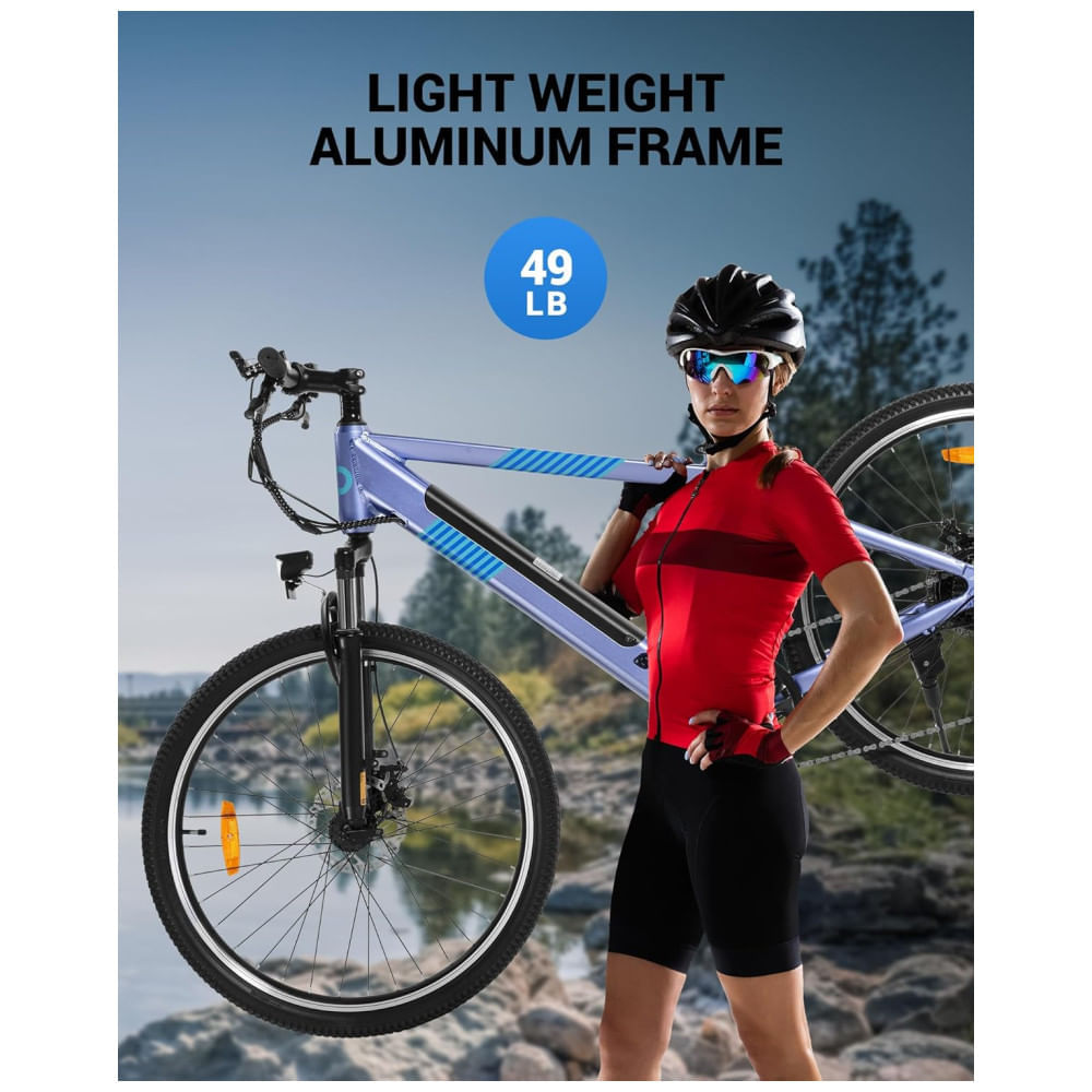 Bicicleta Elétrica para Adultos, Bateria Removível Embutida Invisível de 36V, Motor sem Escovas de 350W Pico 450W, Bicicleta Elétrica de Montanha com