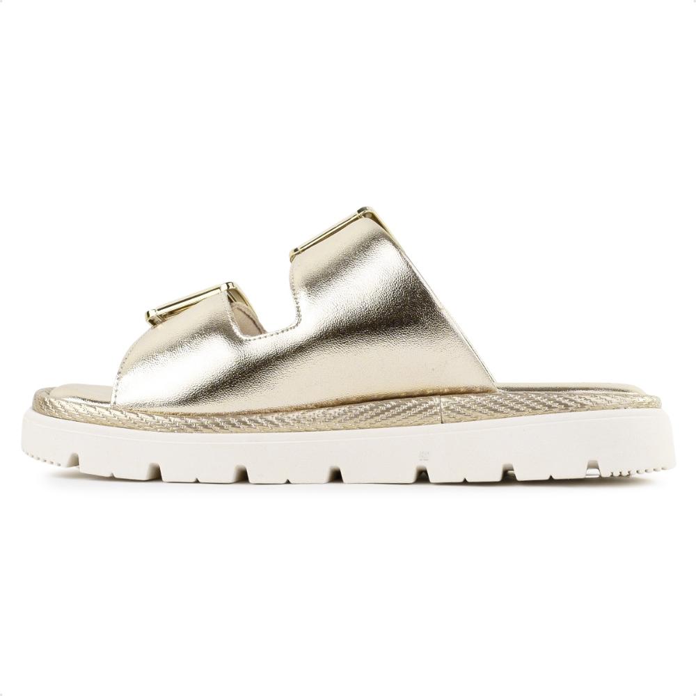 Miniatura Sandália Comfortflex Slide Com Fivela Dupla Feminina Dourado - 34