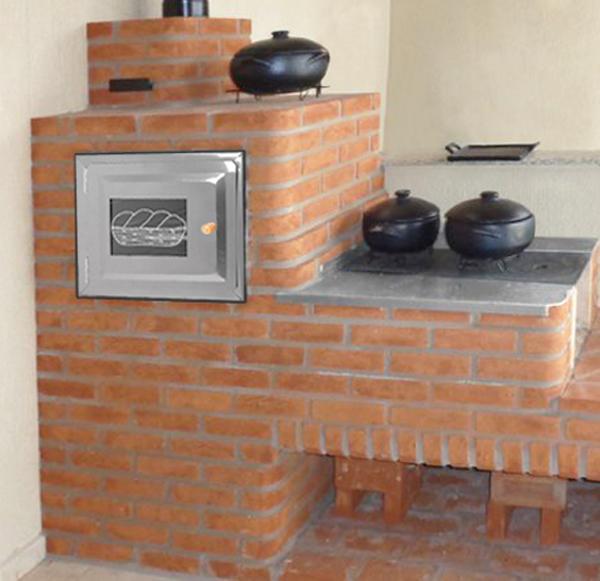 Miniatura Forno De Fogão A Lenha Embutir Com Frente De Vidro Aço Nº 3