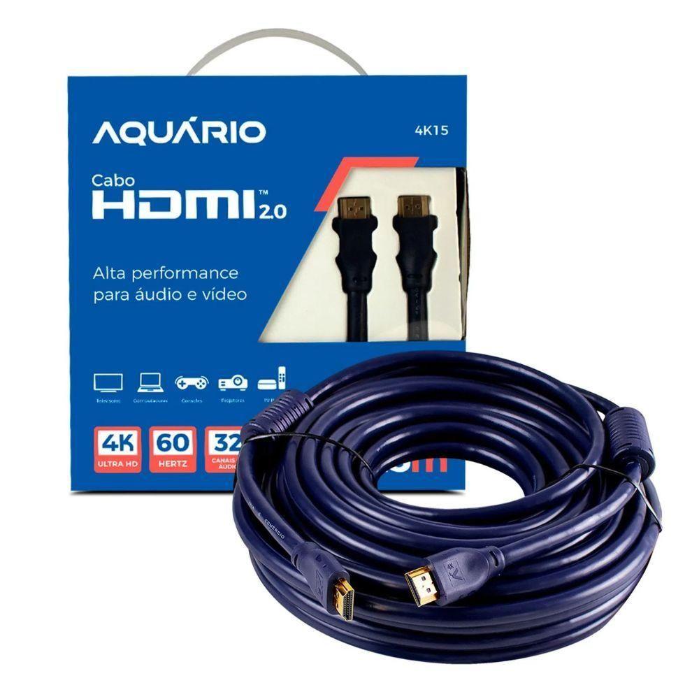 Miniatura Cabo Hdmi Aquario 2.0 4K 3D 19 Pinos 15 Metros - 4K15