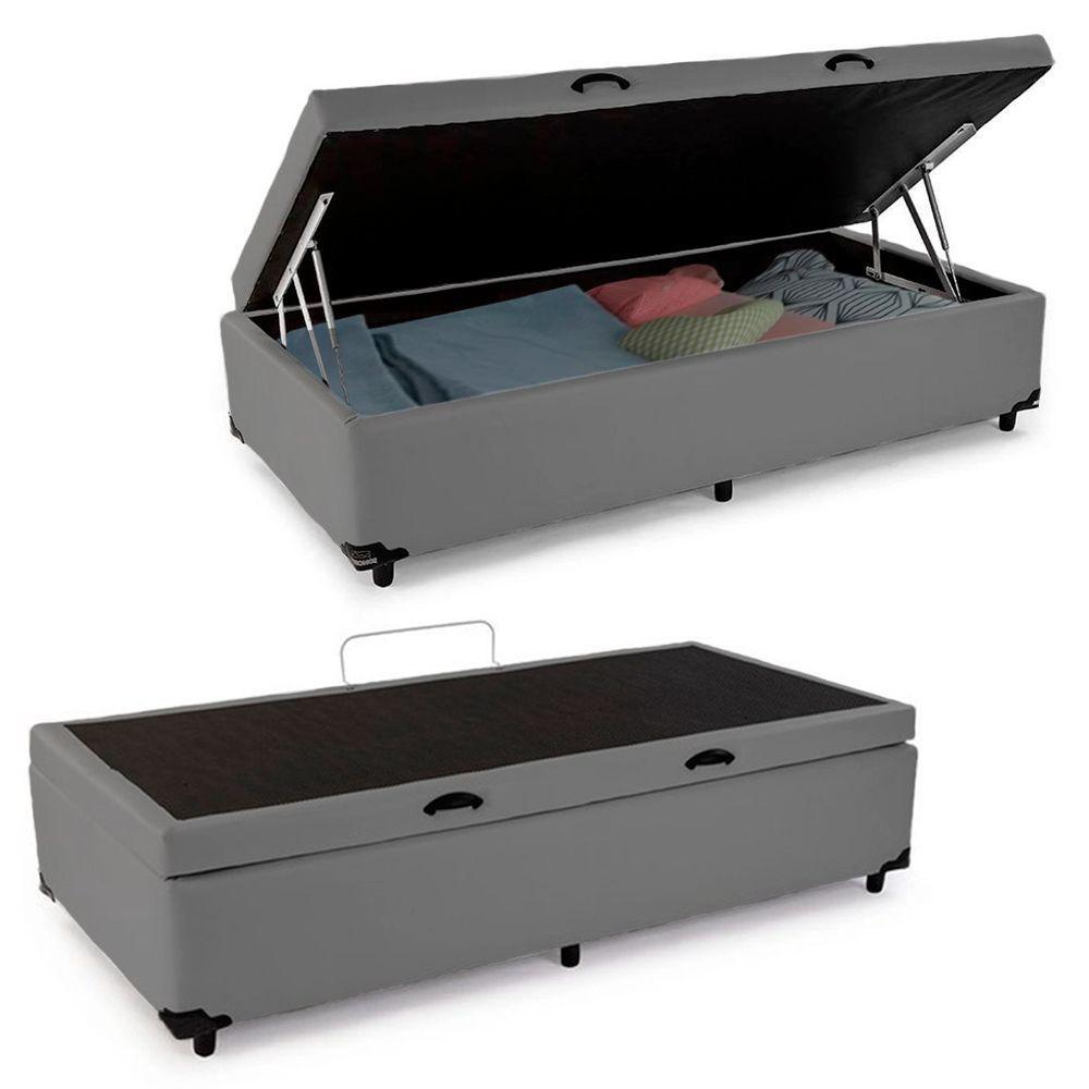 Miniatura Cama Box Baú Solteiro Sintético Sereneprime Cinza 88x188x44