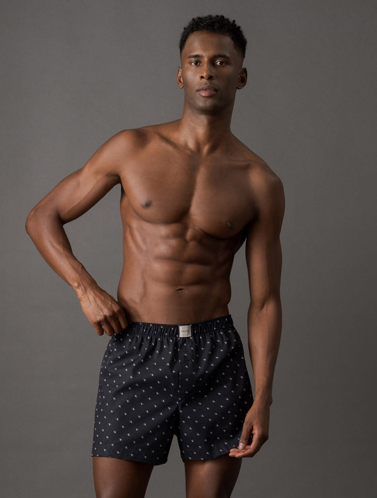 Cueca Samba Canção Modern Print Diamond Calvin Klein Underwear - Preto