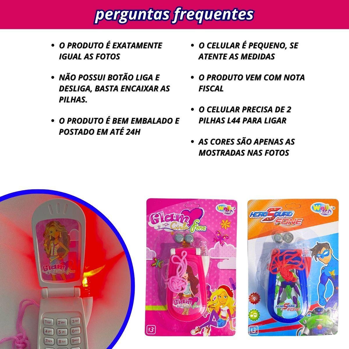 Miniatura Kit 10 Celular De Brinquedo Com Som E Luz Telefone Infantil