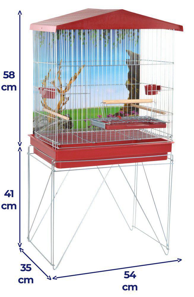 Miniatura Viveiro Para Pássaros Dobrável Médio Duplex Vermelho Vermelho - Viveiro para aves - Médio