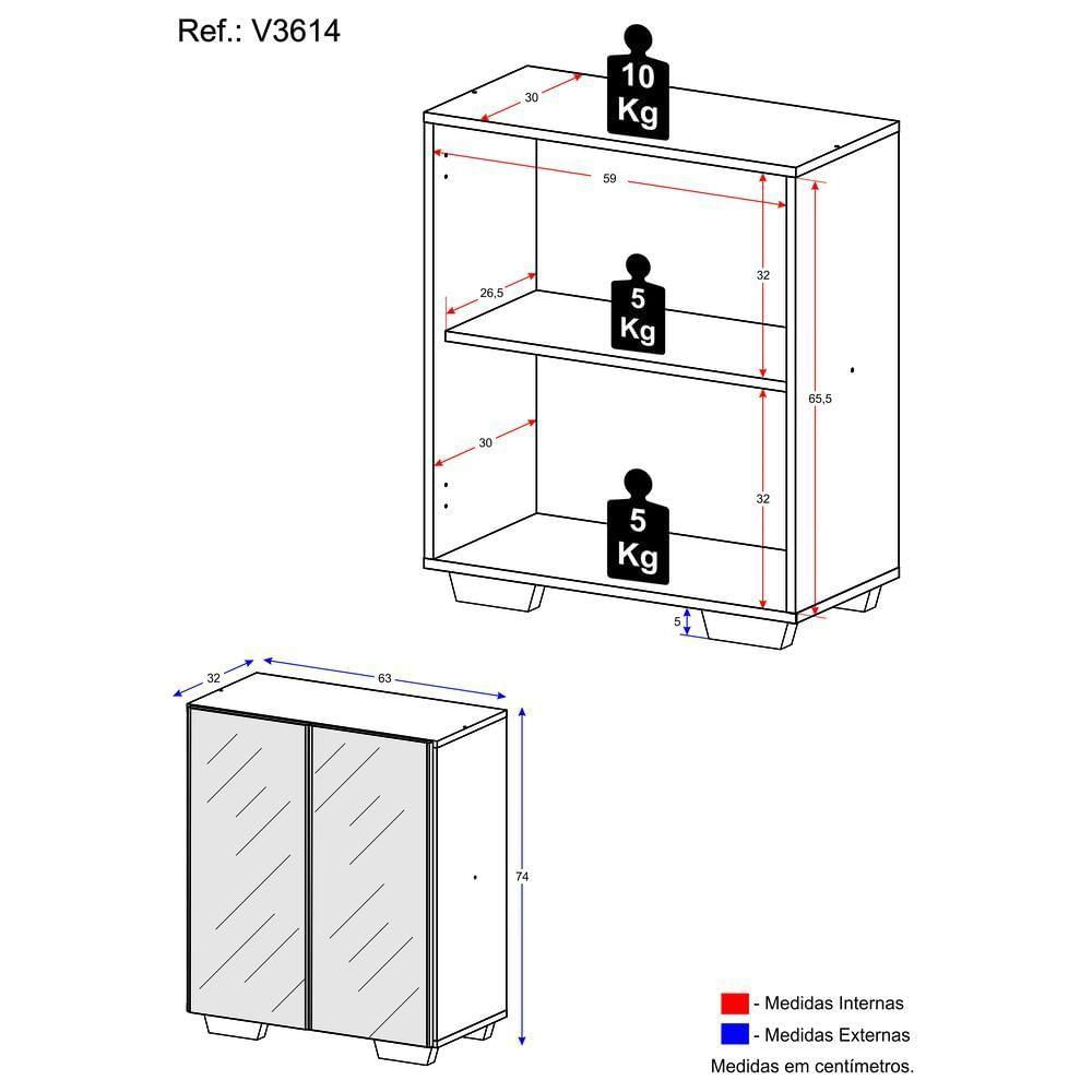 Miniatura Aparador Buffet 2 Portas Com Espelho Vegas V3614 Preto