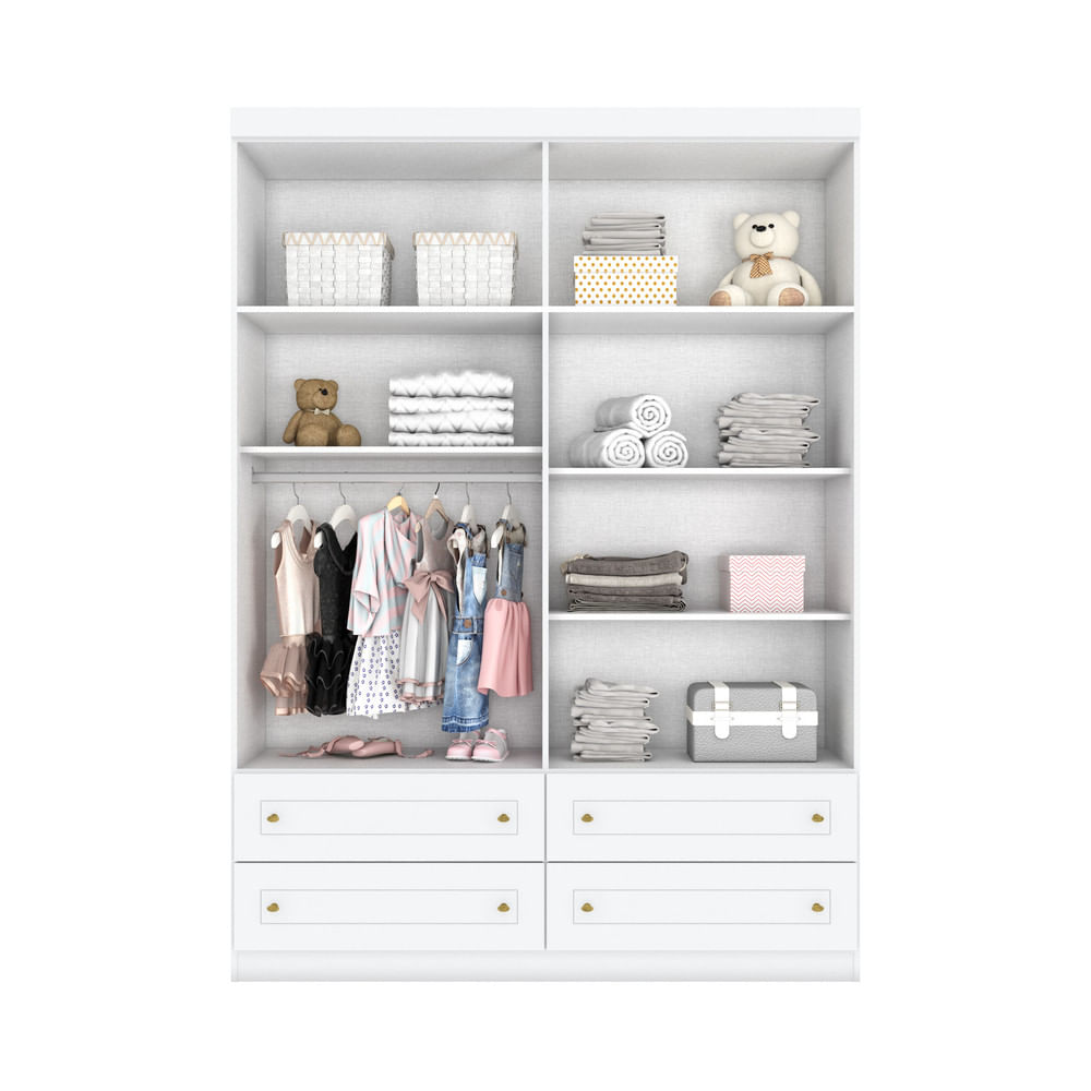 Miniatura Guarda Roupa Infantil  Maryland 04 Portas Casa 812 Branco HP