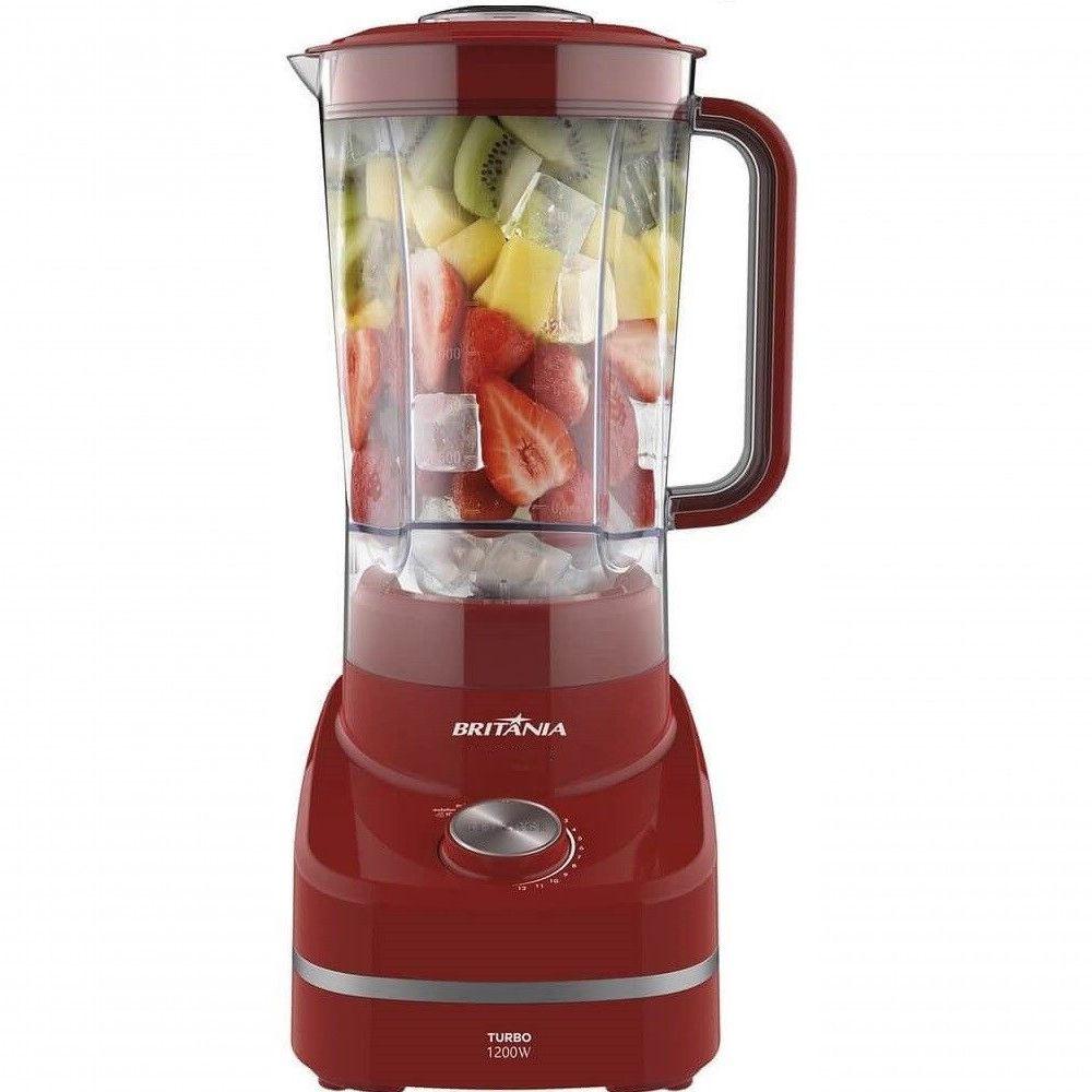 Miniatura Liquidificador Britania 1200w 110V 12 Velocidades Com Filtro Vermelho