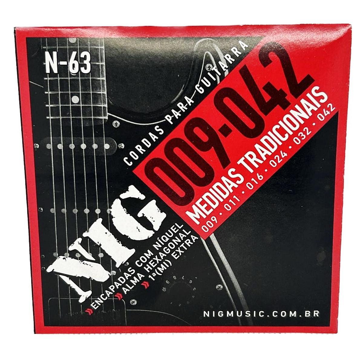 Miniatura Cordas Guitarra Profissional Nig 09-42 + Palheta + Corda E